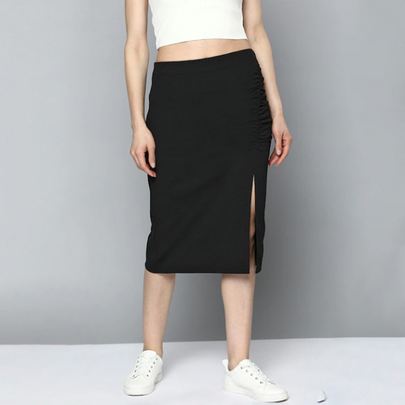 https://www.weardropz.com/products/women-black-pure-cotton-solid-ruched-straight-skirt