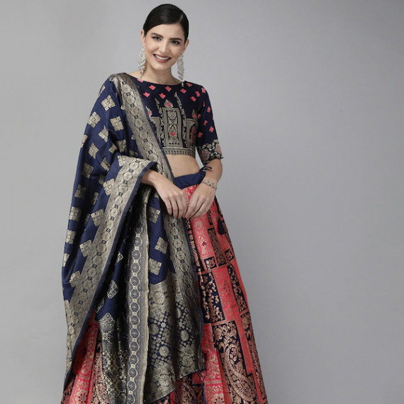 https://www.weardropz.com/products/pink-navy-blue-woven-design-semi-stitched-lehenga-unstitched-blouse-with-dupatta