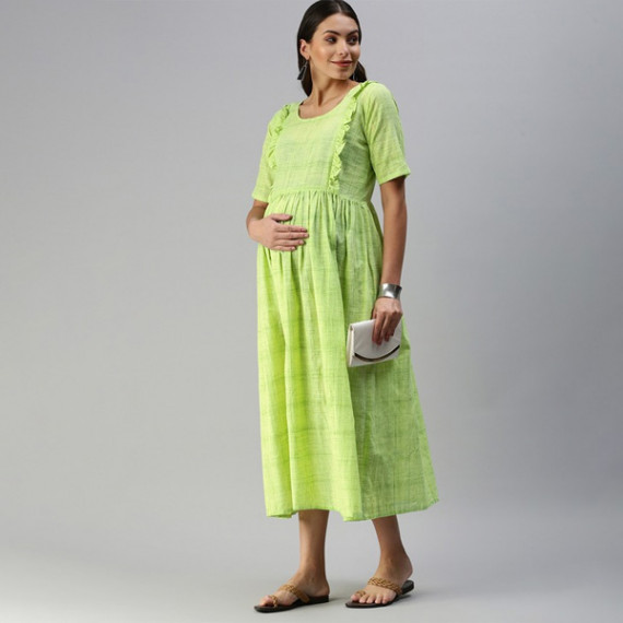 https://www.weardropz.com/products/lime-green-woven-design-handloom-maternity-a-line-midi-dress