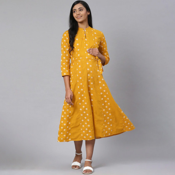 https://www.weardropz.com/products/women-mustard-yellow-off-white-printed-pure-cotton-maternity-a-line-dress
