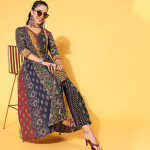 Women Red Floral Swirling Volume Dress